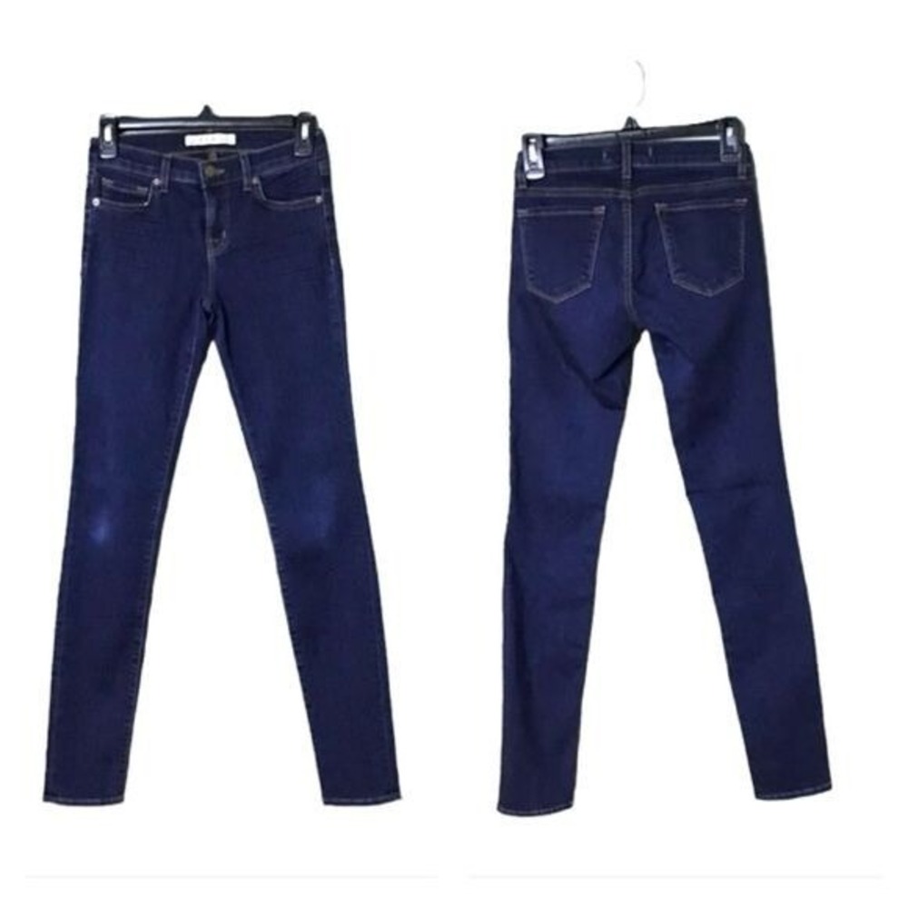 J Brand Women Skinny Leg Jeans Size 24 Low Rise Dark Wash Blue Denim Festival - Picture 2 of 10